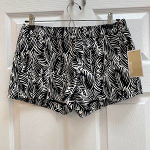 Michael Kors Black and White Striped Tropical Print Shorts Size 0  NWT